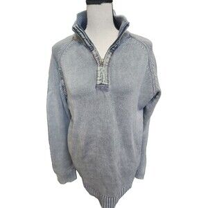 BKE Contour Gray Ramie Cotton Sweater Size XL 1/4 Zip
